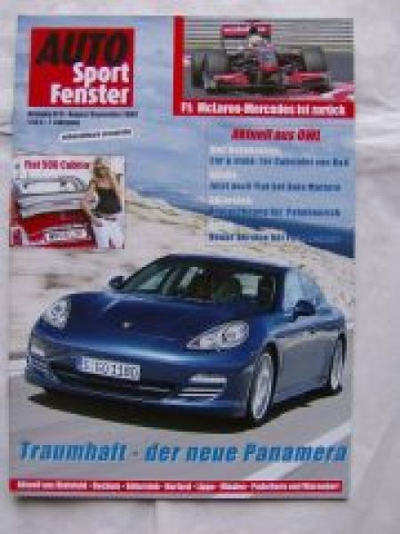 Auto Sport Fenster 8/9 2009 Fiat 500 Cabrio, Porsche Panamera,Sk