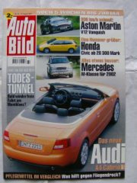 Auto Bild 32/2001 A4 Cabrio, W163,Aston Martin V12 Vanquish