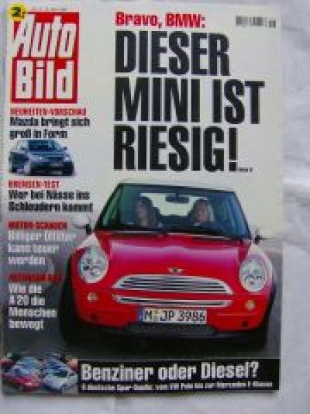 Auto Bild 16/2001 Mini R50,Audi Coupè,206 CC 110,A6 1.8T Multitr