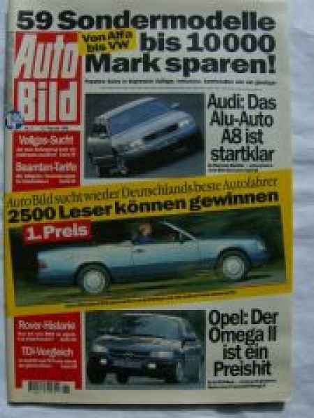 Auto Bild 6/1994 Audi A8,Chrysler Voyager LE,Ford Fiesta 1.1i