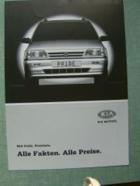 Kia Pride 1999 Prospekt +Preisliste NEU