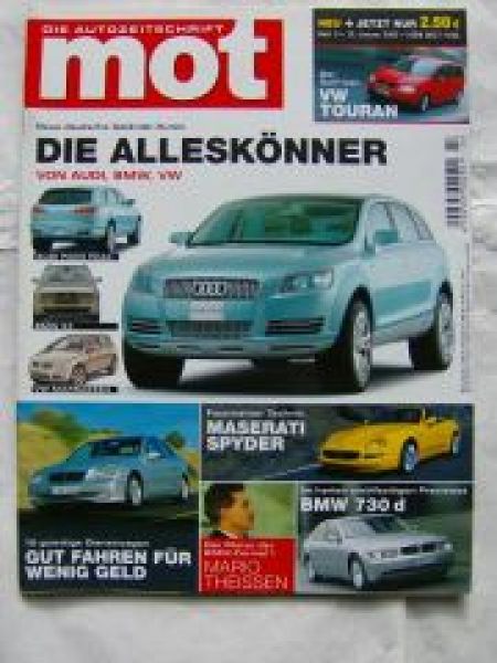 mot 3/2003 BMW 730d E65,Maserati Spyder,VW Touran