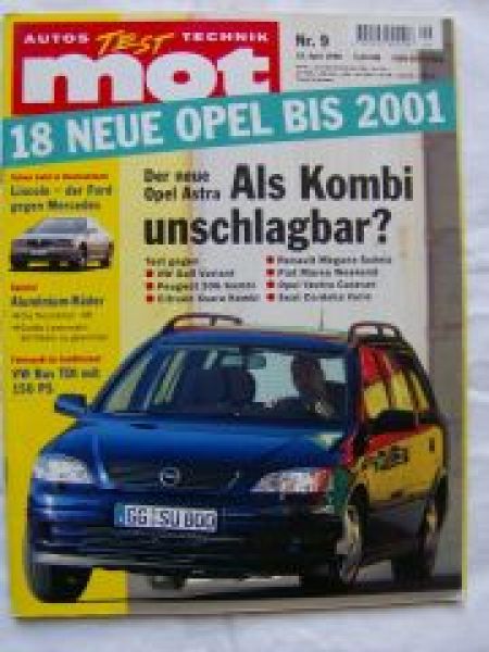 mot 9/1998 Kombivergleich Opel Astra Caravan,