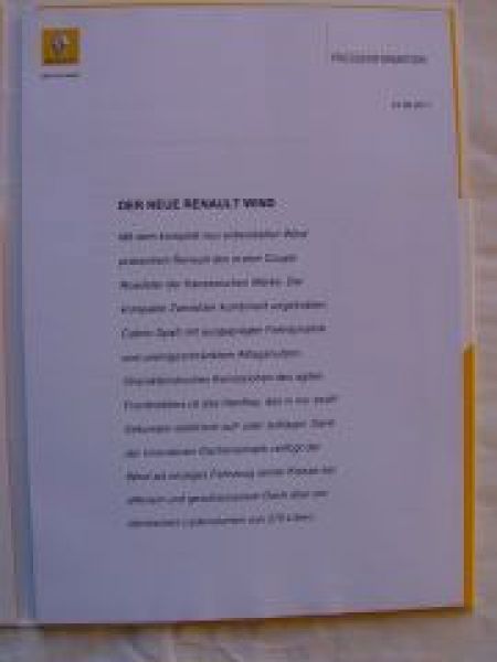 Renault Wind Pressemappe Text Juni 2011