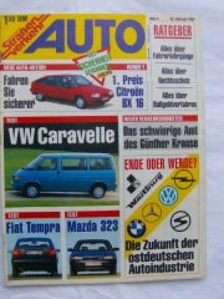 Auto Straßenverkehr 4/1991 VW T4 Caravelle,Tempra,