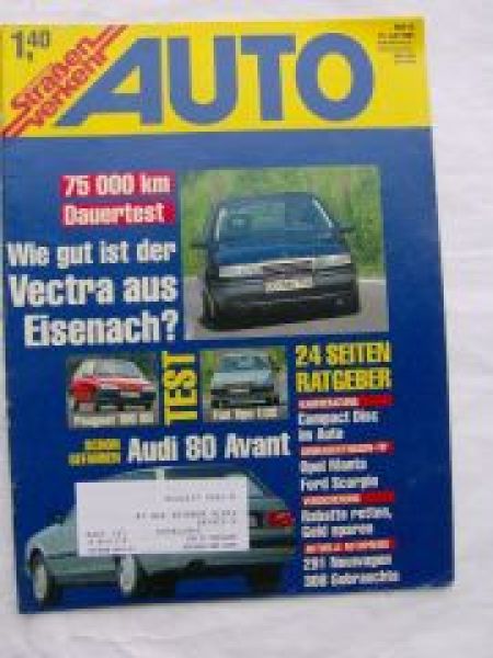Auto Straßenverkehr 15/1992 Vectra A Dauertest,Fiat Tipo T.DS