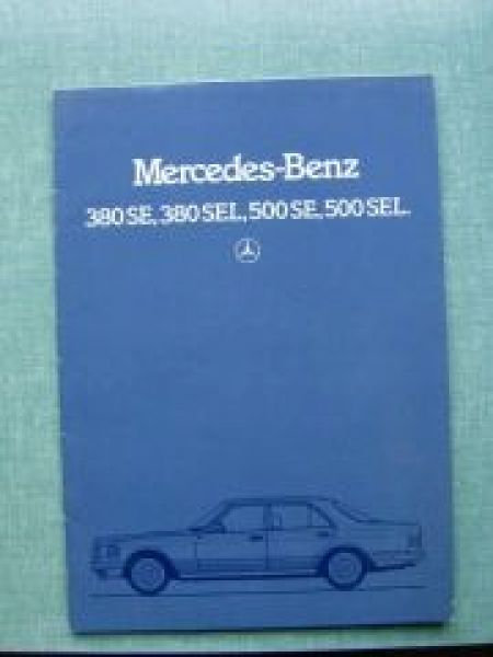 Mercedes Benz W126 380SE+L 500SE +L 1982 Prospekt UK Englisch