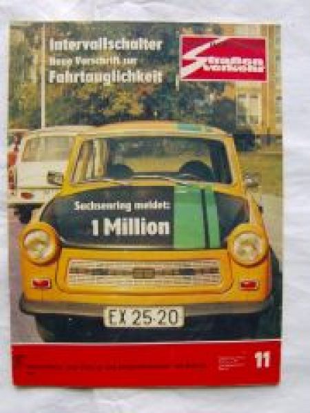 Der Deutsche Straßenverkehr 11/1973 1Mio Trabant,Polski-Fiat