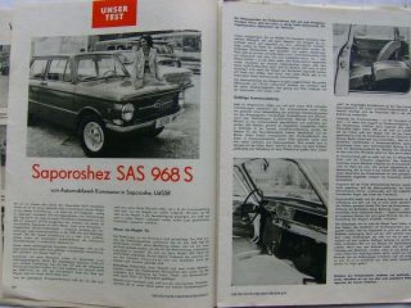 Der Deutsche Straßenverkehr 8/1974 Saporoshez SAS 968
