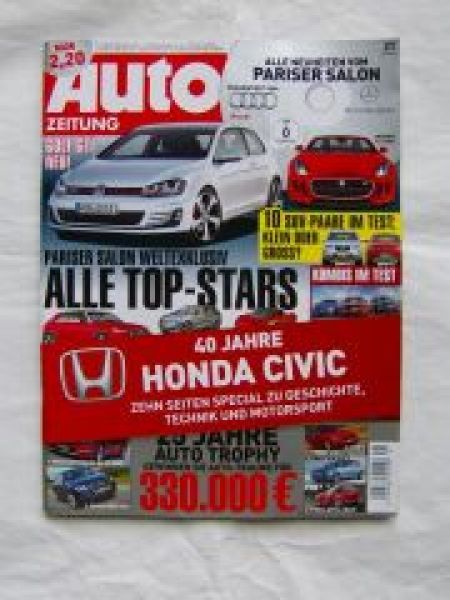 Auto Zeitung 21/2012 40 Jahre Honda Civic,Porsche 918 Spyder