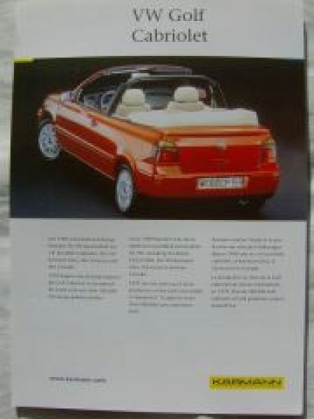 VW Golf III Cabriolet Karmann Prospekt NEU
