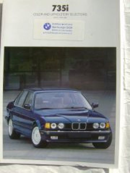 BMW 735i E32 USA Prospekt Septembe 1987 Rarität