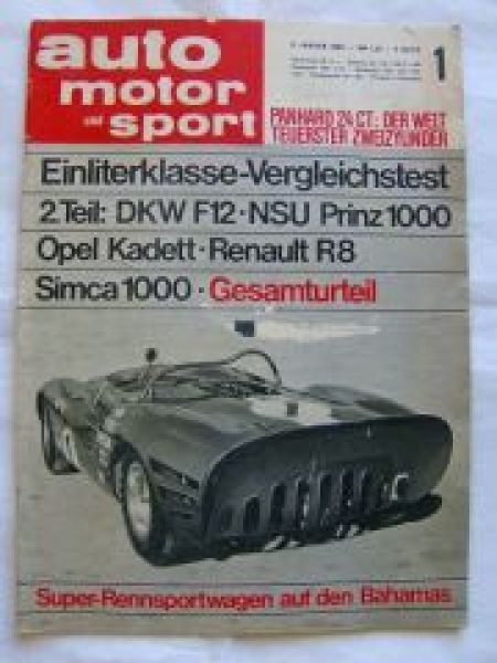 ams 1/1965 VG: DKW F12 vs. NSU Prinz 1000 vs. Kadett