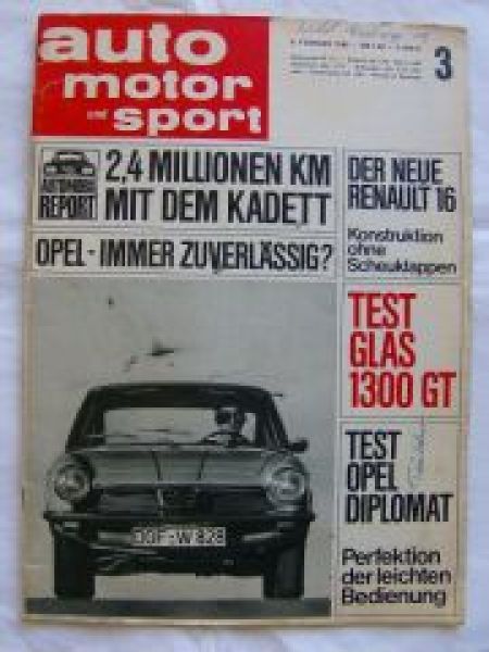 ams 3/1965 Renault 16, Glas 1300 GT,Opel Diplomat