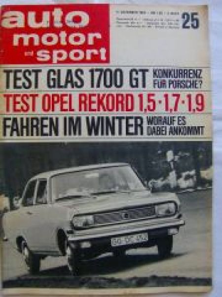 ams 25/1965 Glas 1700 GT,Opel Rekord 1,5-1,7-1,9