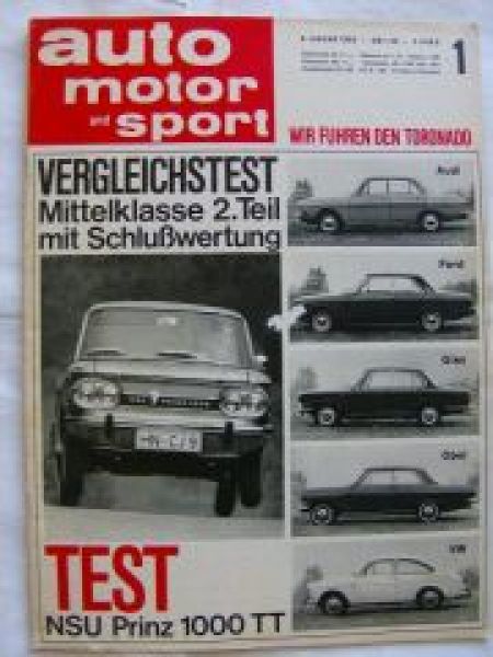 ams 1/1966 Vergleichstest Teil 2: Audi vs. Ford vs. Glas vs. Ope