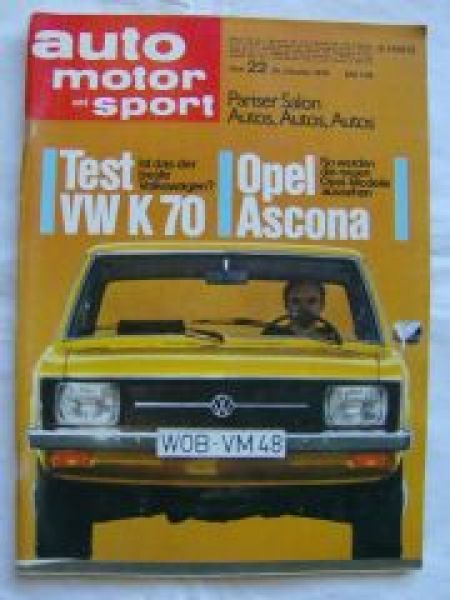ams 22/1970 VW K70,Opel Ascona,Jensen Interceptor II
