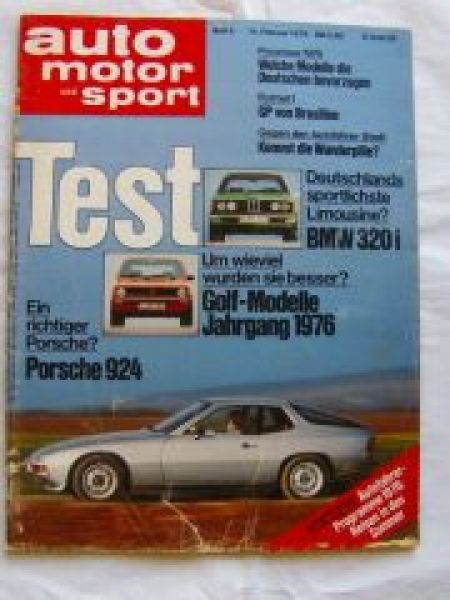 ams 4/1976 BMW 320i E21, Golf-Modelle Jg.1976,Porsche 924,