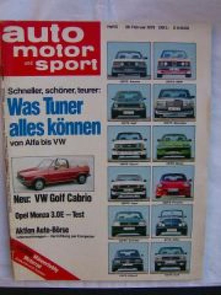 ams 5/1979 Opel Monza 3.0E,VW Golf Cabrio,DKW Monza
