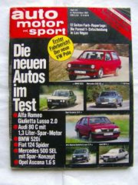 ams 22/1981 VW Polo Steilheck,BMW 520i E28,500SEL W126,
