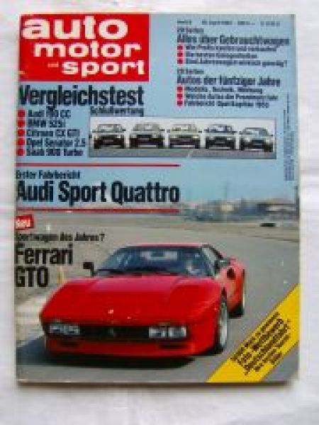 ams 8/1984 Ferrari GTo,Audi Sport Quattro,Audi 100CC vs. BMW 525