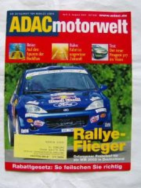 ADAC motorwelt 8/2001 Peugeto 307, Zafira Erdgas,Crashtest,