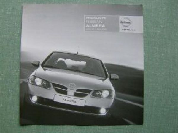 Nissan Almera Preisliste 4/2006 NEU