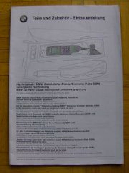 BMW Teile & Zubehör Einbauanleitung 3er E46 Nokia/Siemens Netz G