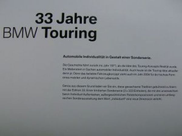 BMW 3er Touring E46 33 Jahre Sondermodell Mappe 2004 NEU