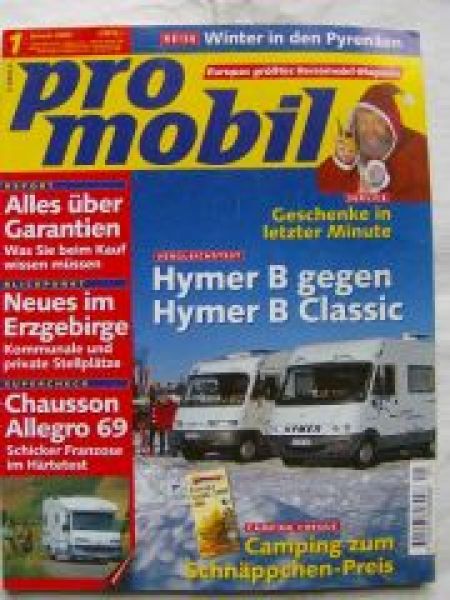 pro mobil 1/2000 Hymer B vs. B Classic,Chausson Allegro 69,