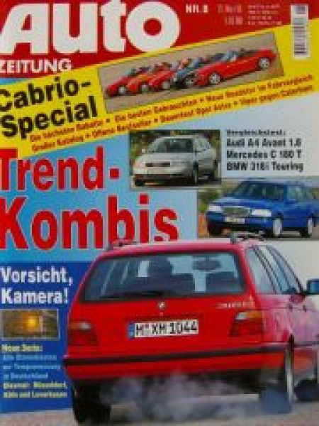 Auto Zeitung 8/1996 A4 Avant 1.8 vs. C180 T W202 vs. 318i Tourin