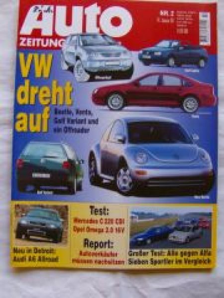 Auto Zeitung 2/1998 C220CDI W202,Opel Omega 2.0 16V,A6 Allroad,