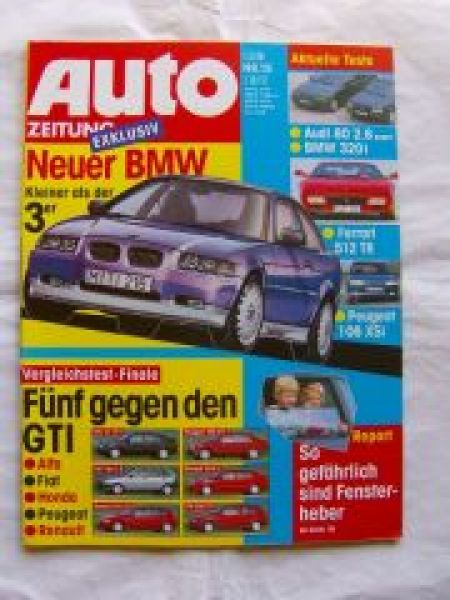 Auto Zeitung 15/1992 Audi 80 2.6 vs. BMW 320i E36,Ferrari 512 TR