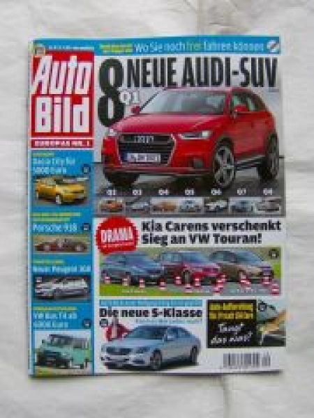 Auto Bild 20/2013 Dacia City, Porsche 918, VW T4 Bus,S-Klasse W2