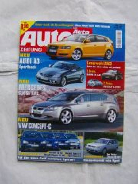 Auto Zeitung 22/2003 VW Golf 1.6FSi vs. Mazda3 Sport 1.6 vs. Mèg