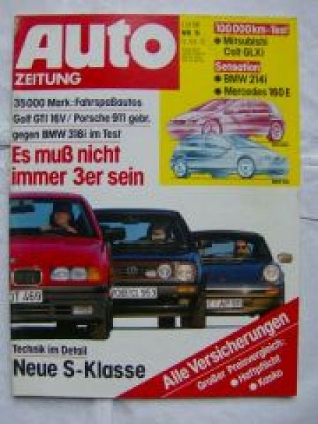 Auto Zeitung 5/1991 Mitsubishi Colt GLXi Dauertest,