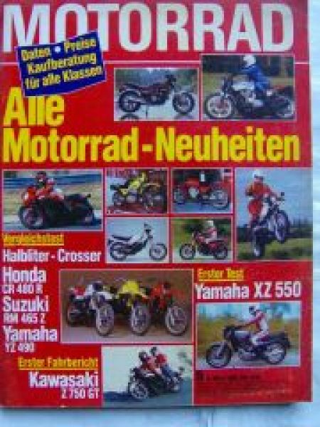 Motorrad 5/1982 Honda CR 480R,Suzuki RM 465 Z,Yamaha YZ 490