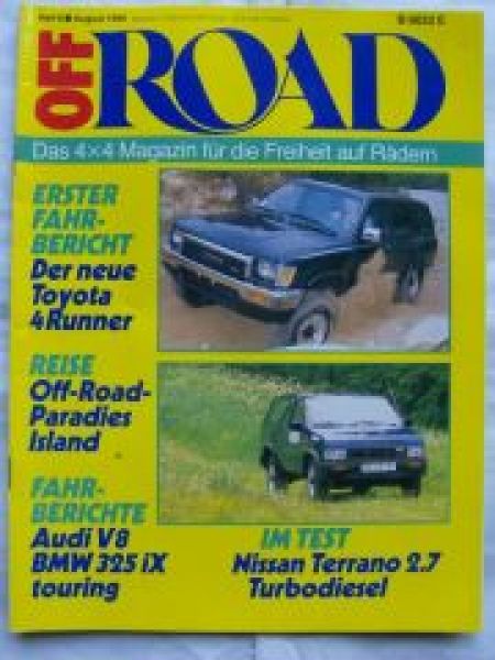 Off Road 8/1989 Toyota 4Runner,Audi V8,BMW 325iX Touring E30,