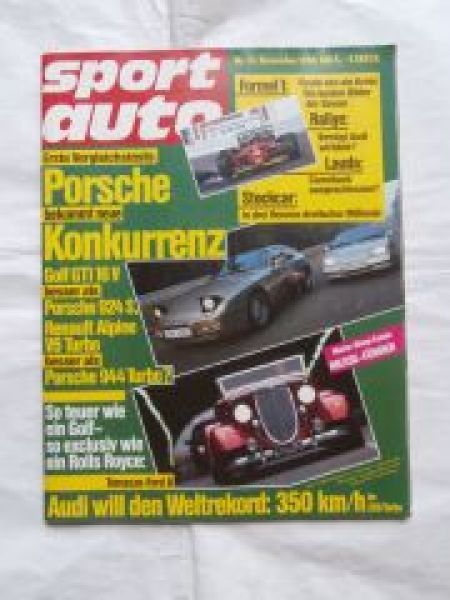 sport auto 12/1985 Porsche 924S vs. Golf GTi 16V, Renault Alpine