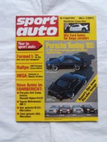 sport auto 4/1985 Porsche 944 Turbo vs. Renault Alpine V6 GT,