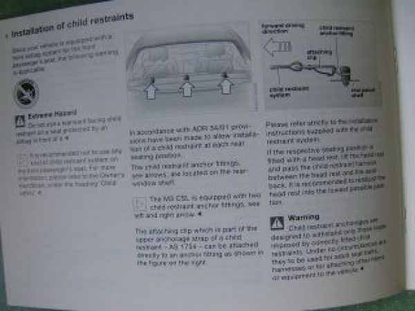 BMW Supplementary Owners Handbook E46 320Ci 325Ci Australien