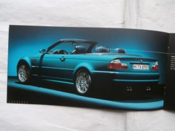 BMW M3 Convertible E46 März 2001 Flyer Brochure NEW