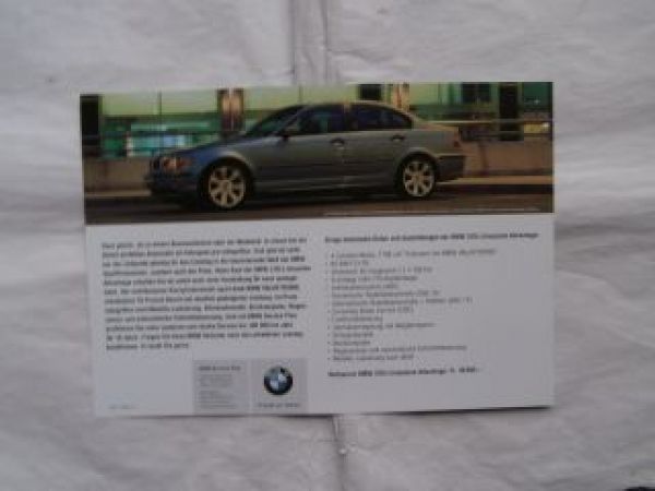 BMW 316i E46 Advantage Limousine Facelift Prospektblatt NEU