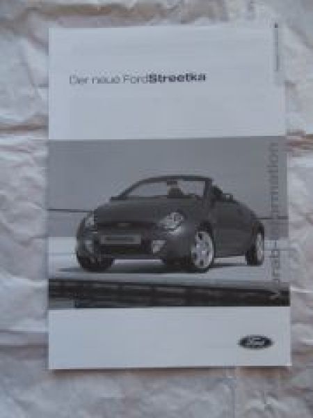 Ford Streetka Preisliste 12.9.2002 NEU Rarität