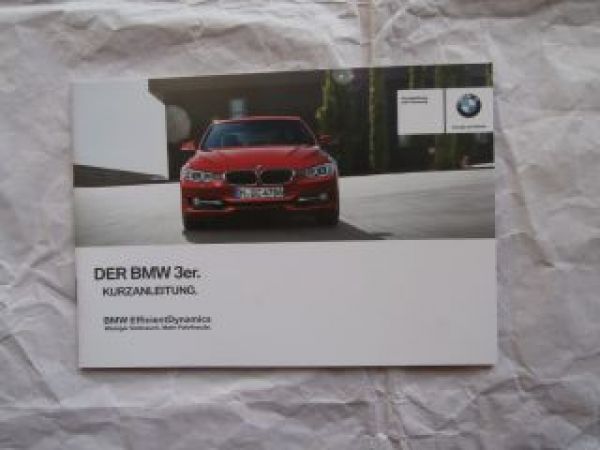 BMW Kurzanleitung 3er Reihe F30 Dezember 2012 NEU
