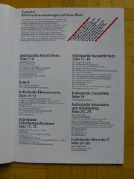 Mercedes Benz Sonderausstattungen Prospekt 6/1986