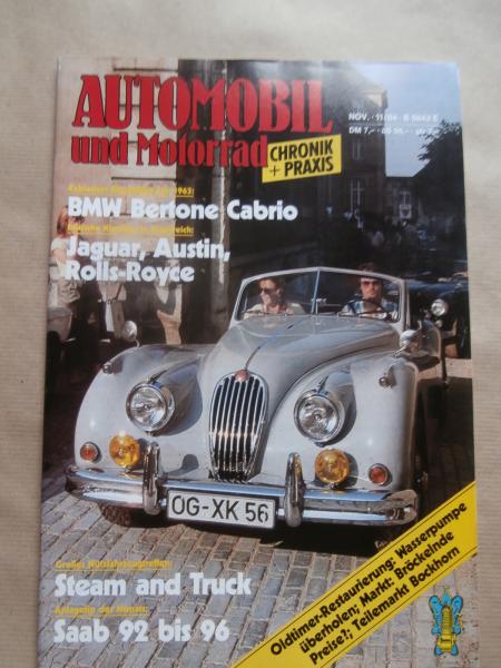 Automobil und Motorrad 11/1984 Saab 92 bis 96,BMW Bertone Cabrio von 1963,Mini Moke,