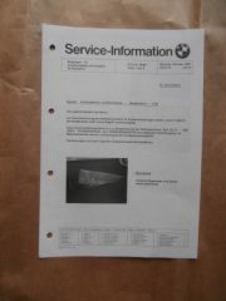 BMW Service-Information Verbandskasten/Warndreieck E28
