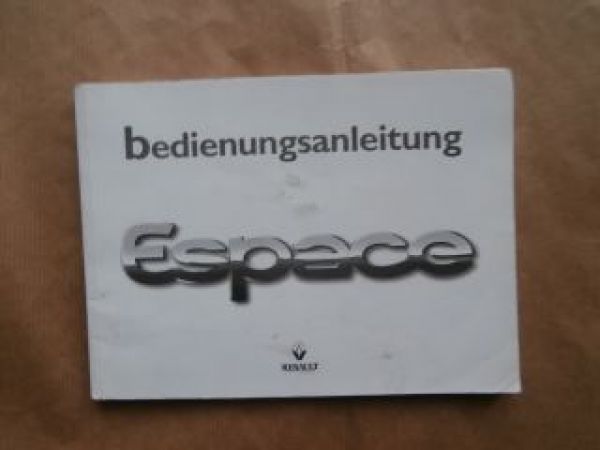 Renault Espace Betriebsanleitung September 1998 Rarität