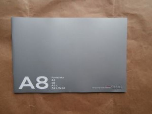 Audi A8 +S8 +A8 L +W12 4.August 2014 Preisliste NEU
